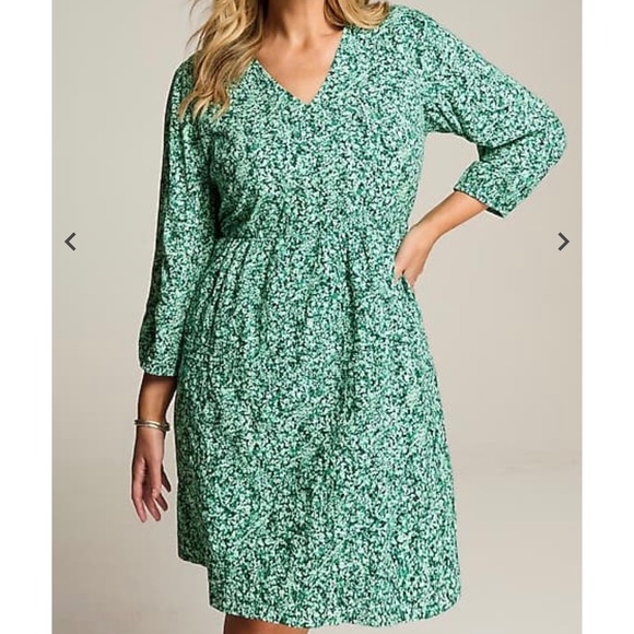J. Jill Dresses & Skirts - New J. Jill Green Nephrite Fluttering Ferns Textured A-Line Dress Medium Tall